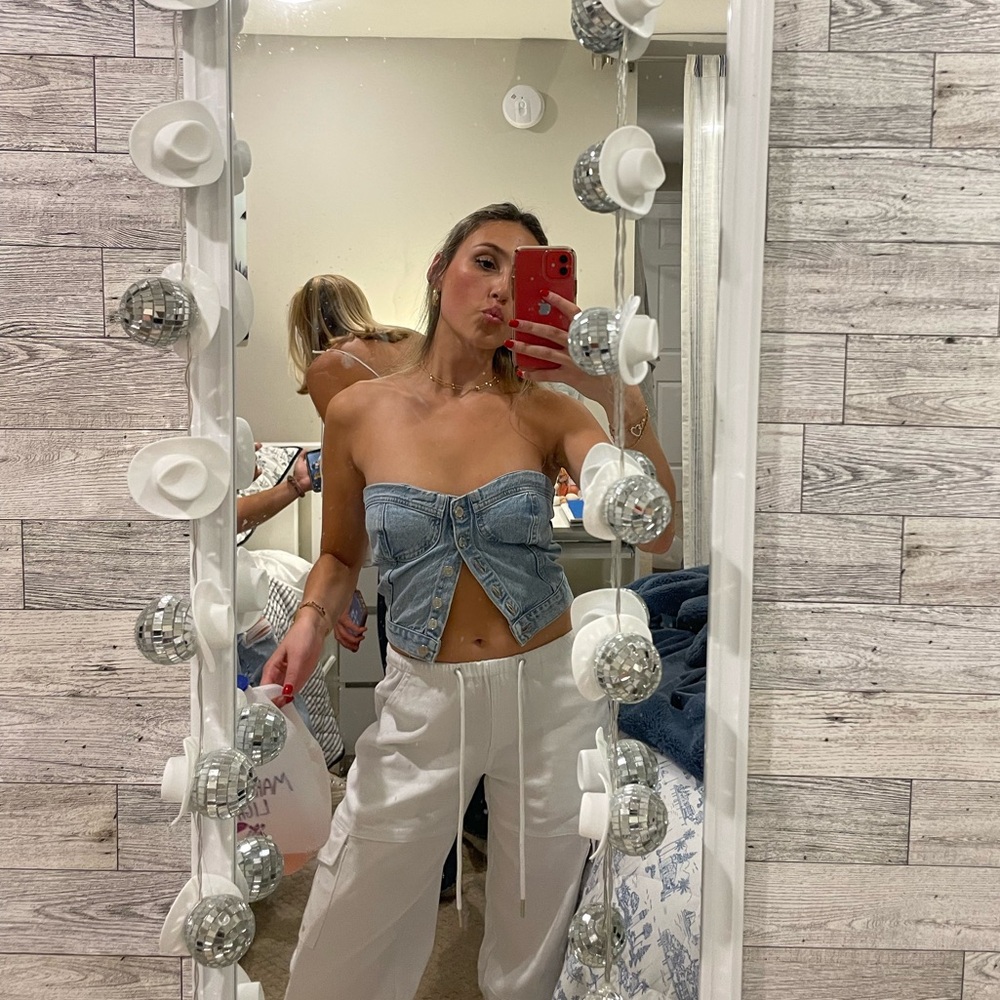 Denim Strapless Top